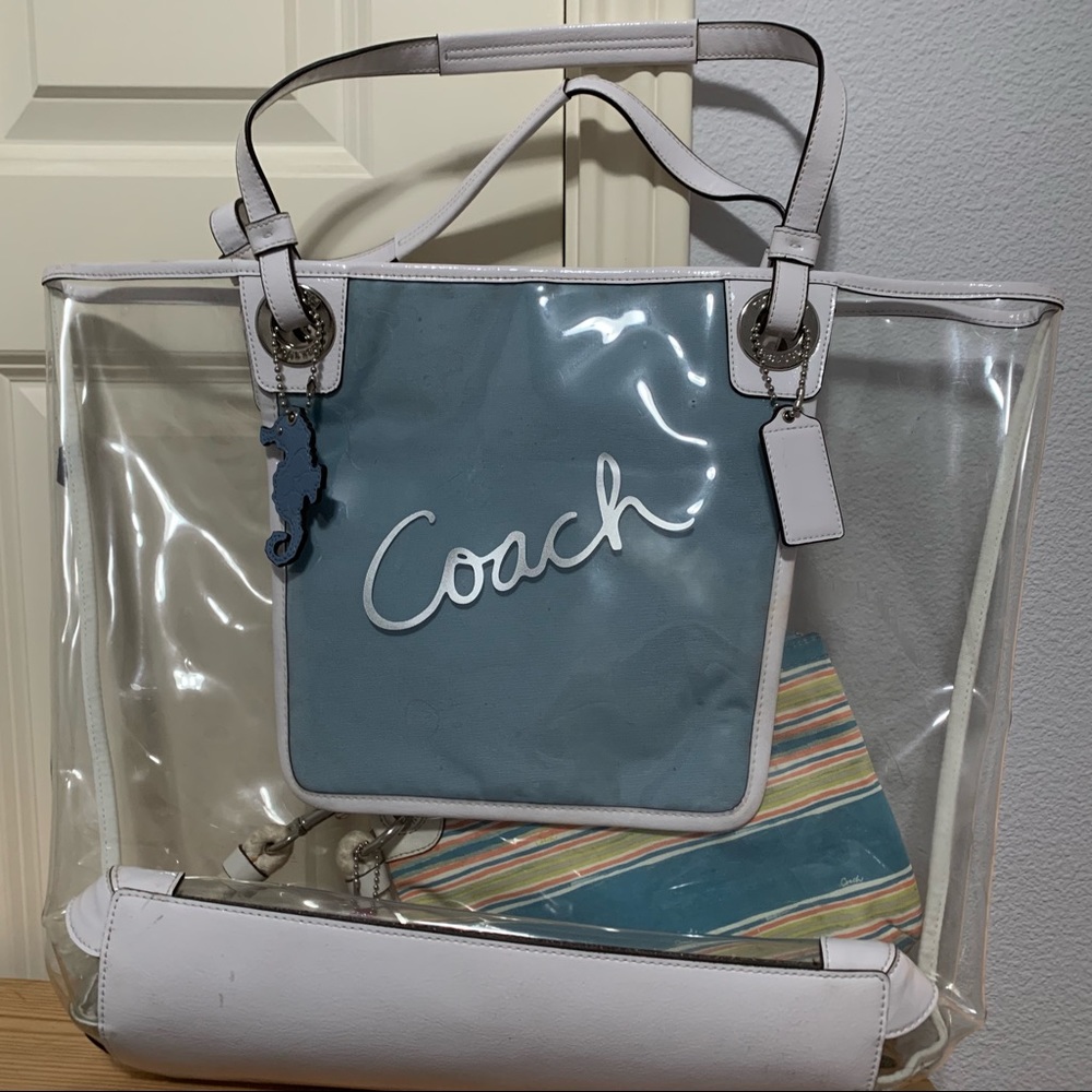 Coach waterproof tote and matching wristlet